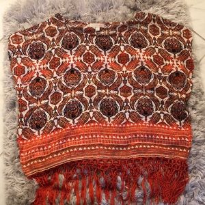 Gianni Bini sheer patterned top with tassels